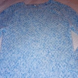 Gap (Design & Crafted) Ice Blue Open Lattice Knit Tunic Sweater